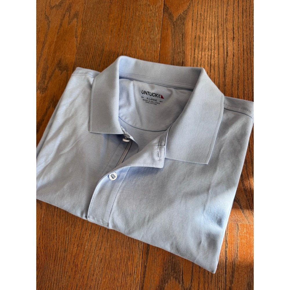UNTUCKit Damaschino Mens XL Light Blue Cotton Short Sleeve Polo Shirt 35510 - Picture 10 of 10